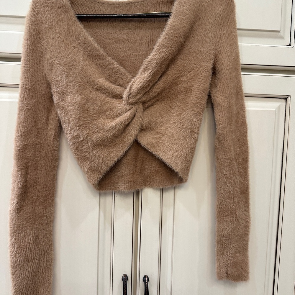 Aerie Warm Tan Fuzzy Sweater
